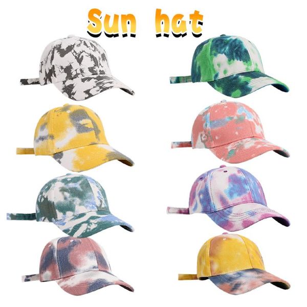 

fashion tie-dyed printed adjustable cap outdoor sport snapback hip-hop hats streetwear sun hat#p3, Blue;gray