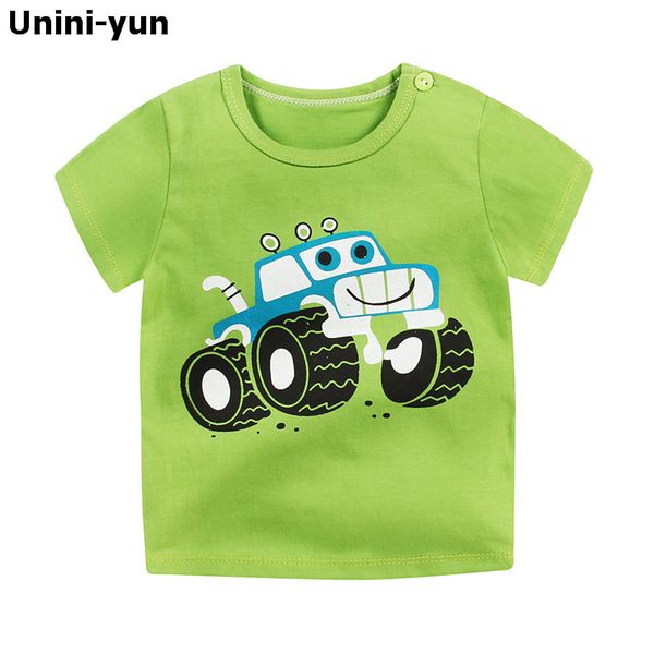 

[unini-yun]fashion cotton spaceship boys girls t-shirts children kids cartoon print t shirts baby child clothing tee 6m-7t, Blue