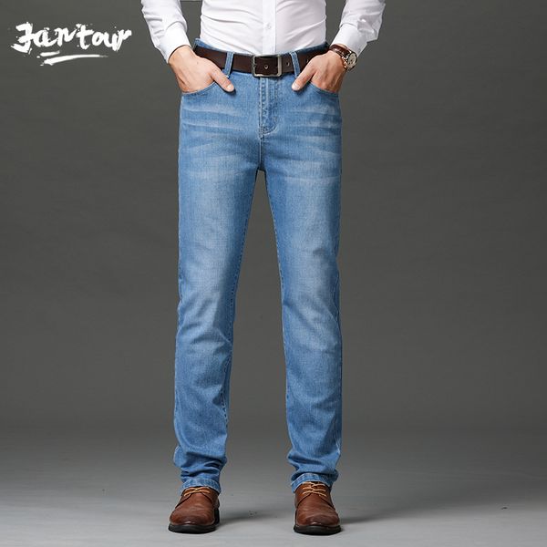 

brand men autumn winter thick denim jean mens cotton causal pants business jeans big size 28-40 42 44 46, Blue