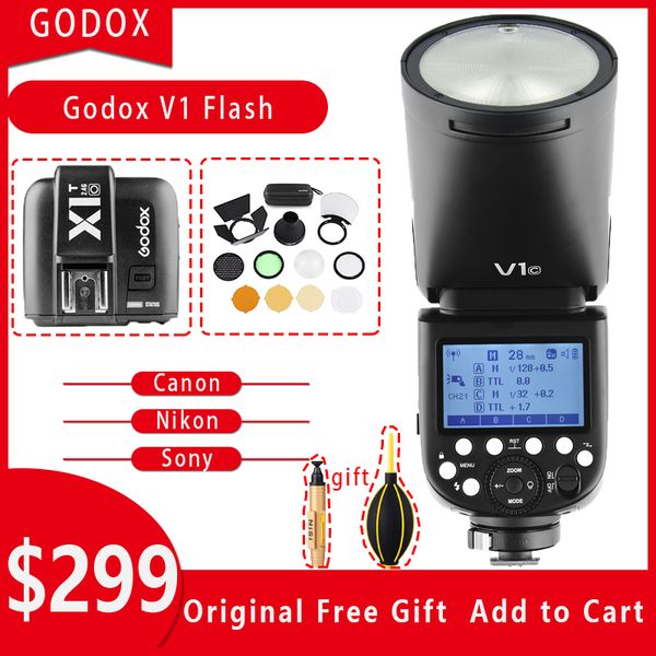 

flashes pre-order godox v1 flash camera speedlightl 1/8000s hss lithium battery speedlite for studio