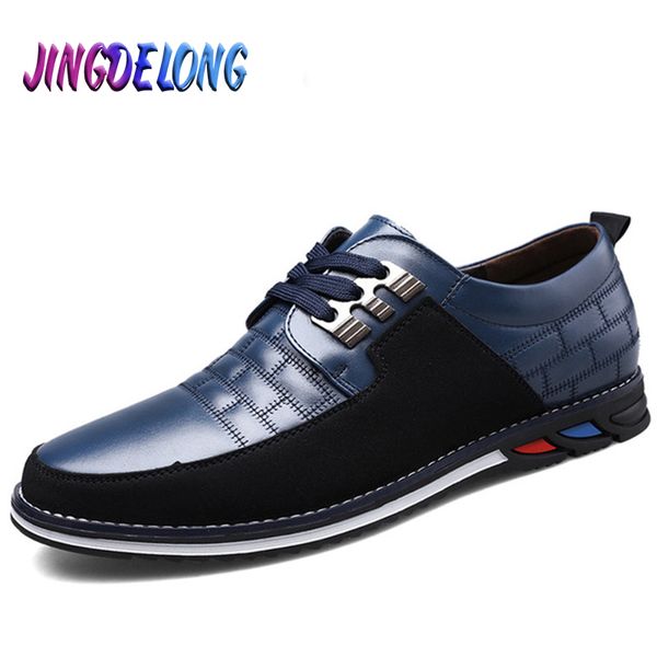 

mens casual shoes quality leather mens shoes classic comfortable buiness formal fashion splice men loafers, Black