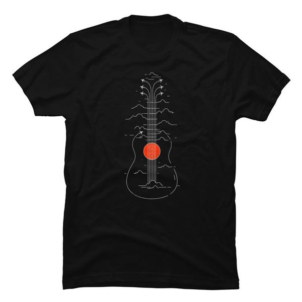 

mountain landscape bass electric guitar t-shirt ukulele sunset customized & tees music club fashion tshirt camiseta