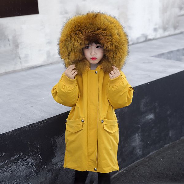

30 degrees fur girls jackets long hoodie boys coats thick warm children outerwear winter teenage kids parka clothes snowsuits, Blue;gray