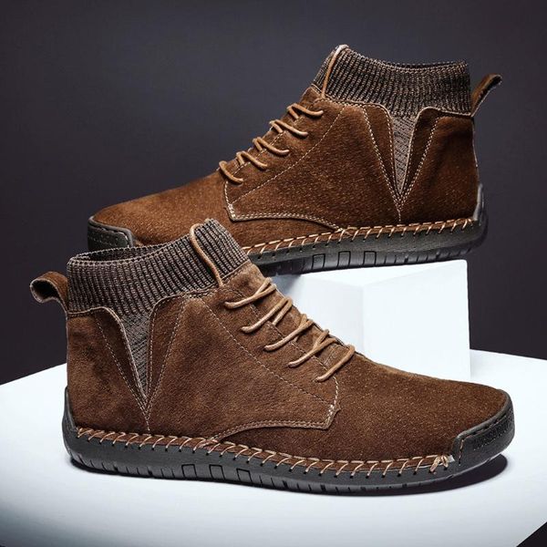 

boots brand men snow winter plush warm motorcycle lace-up non-slip male ankle waterproof autumn man work shoes, Black