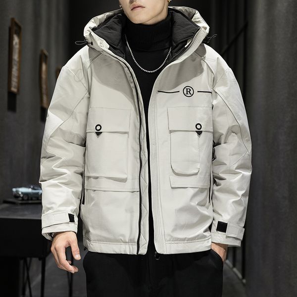 

thicken men's down jacket collar warm men casual waterproof down winter coat size 3xl, Black