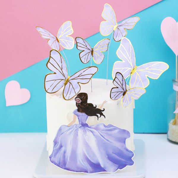 

6pcsc geomertic pink gold butterflies cake ers for happy birthday cupcake cake er baby shower unicorn cake er decor