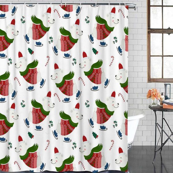 

shower curtains bathroom waterproof curtain christmas polar bear skating fabric home decor