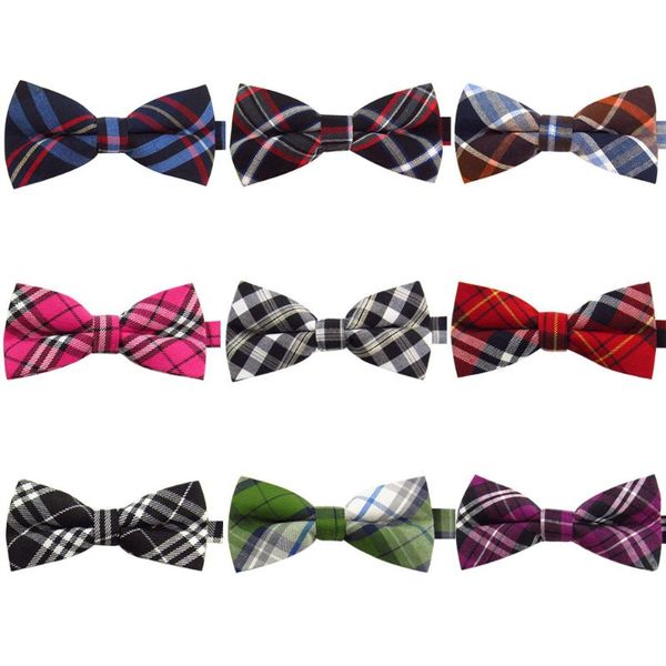 

2020 new fashion men's bow ties wedding double fabric cotton plaid bowtie club banquet anniversary butterfly tie with gift box, Black;gray