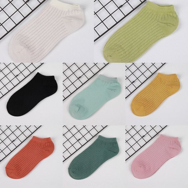 

spring and summer new women's thin vertical bar cotton casual boat socks and boat fashion shallow mouth deodorant women's socks mu, Black