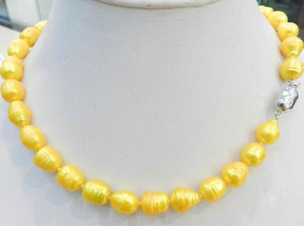 

new 10-11mm yellow natural tahitian pearl necklace 18" 36, Silver