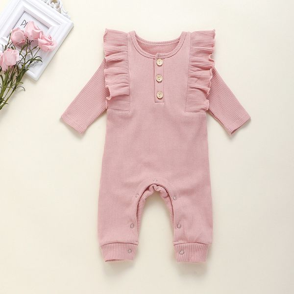 

baby clothes autumn newborn cotton long-sleeved jumpsuit knitted striped solid color simple and fashionable baby romper, Blue