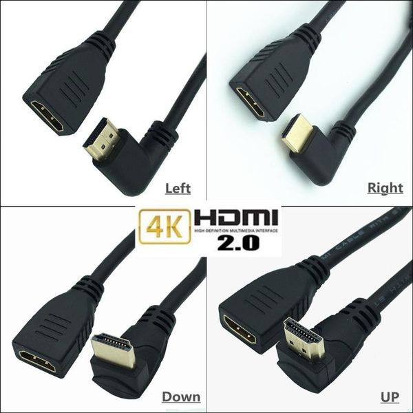 

extension cable male to female extender adapter angled plug support 4k*2k 60hz 2.0v for splitter switcher hdtv lcd pc