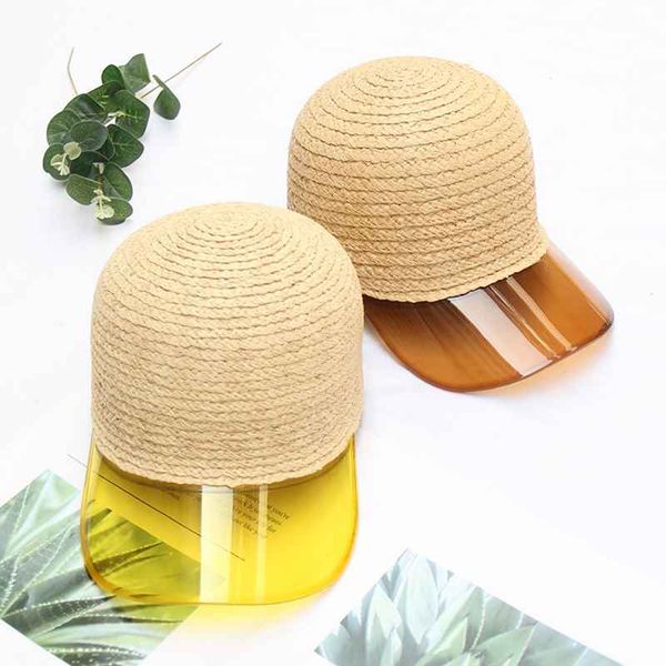 

wzcx 2020 new pvc splice casual tide summer straw hat fashion personality hat women's cap, Blue;gray