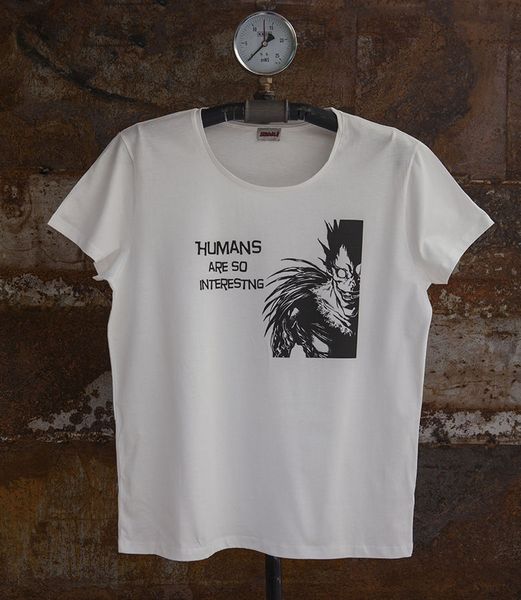 

100% cotton print mens summer death note manga ryuk humans are so interesting mens t-shirt tee shirt