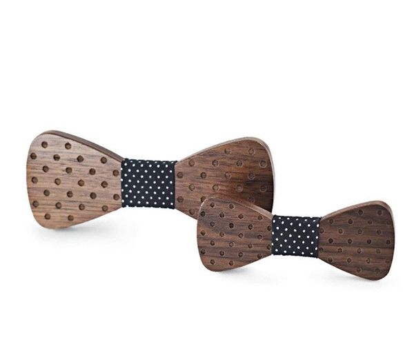 

2018 men father baby kids child boy girl wedding party gift wood bow tie heart floral striped plaid polka dot star carved bowtie, Black;gray