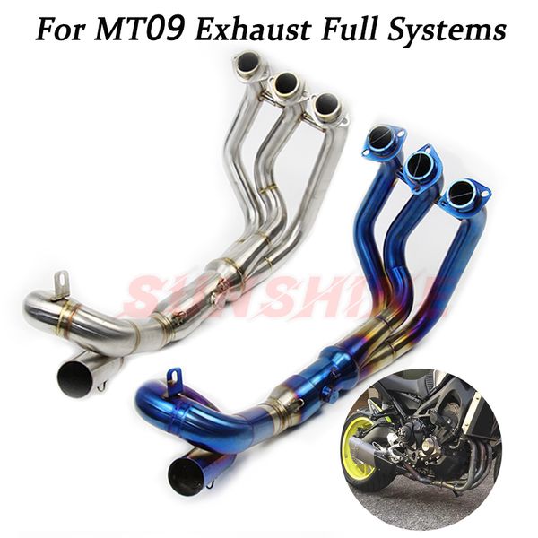 

racing exhaust motorcycle full systems pipe pitbike slip on modified stainless steel tracer for yzf mt09 mt-09 fz 09 2014-2020