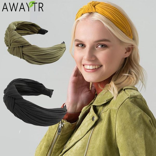 

korean wide headband girls sweet cloth knotted hairband wrapped hair accessories handmade pleated twist knot styling headwear
