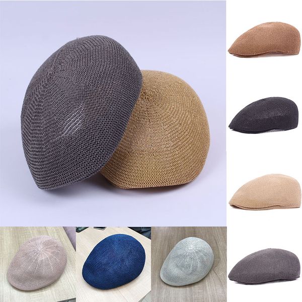 

berets sboy golf flat peaked hat sun cap summer fshion breathable mesh hollow out beret, Blue;gray