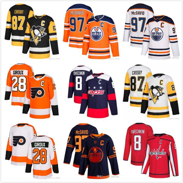 

sidney crosby pittsburgh penguins connor mcdavid edmonton oilers alex ovechkin washington capitals claude giroux philadelphia flyers jersey, Black;red