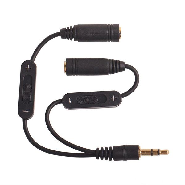 

3.5mm male to 2 female stereo audio y splitter adapter audio cable w/ volume control audio extension cords 2017 new hot
