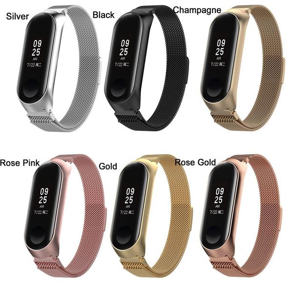 

new watch bands for xiaomi mi band 4 3 band with frame milanese loop stainless steel wristband replacement strap accessories
