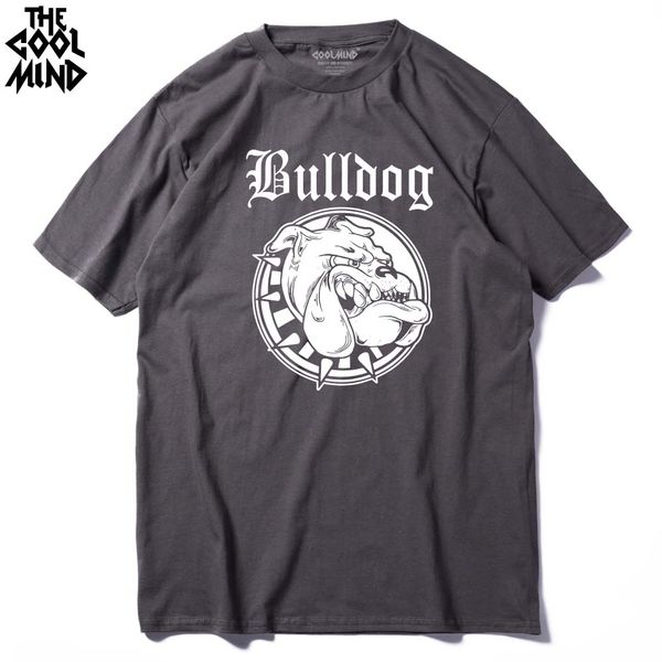 

coolmind bu0111a 100% cotton o neck bulldog print men t shirt casual short sleeve comfortable fabric men's t shirt tees shirt