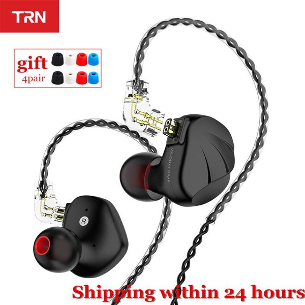 

trn vx 6ba 1dd hybrid unit in ear earphone hifi metal monitor sport headset replaceable 2pin cable trn v90 ba5 v80 zsx c12