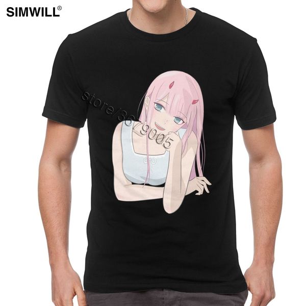 

men darling in the franxx tee shirts luxury zero two t-shirts short sleeves soft cotton breathable t shirt anime fans clothing