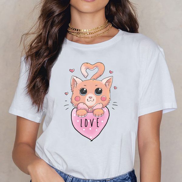 

t shirt women love kitty cat maternity fashion white cotton female shirt