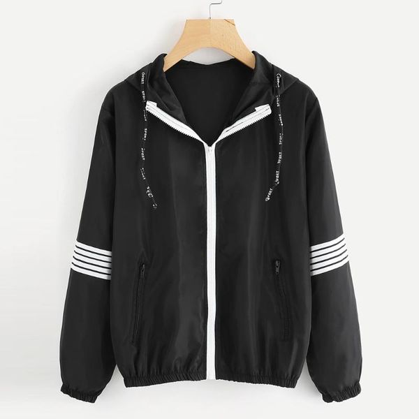 

женщины куртки весна осень моды с капюшоном solid ветровка куртка на молнии карманы повседневная длинные рукава пальто твердая outwear, Black;brown