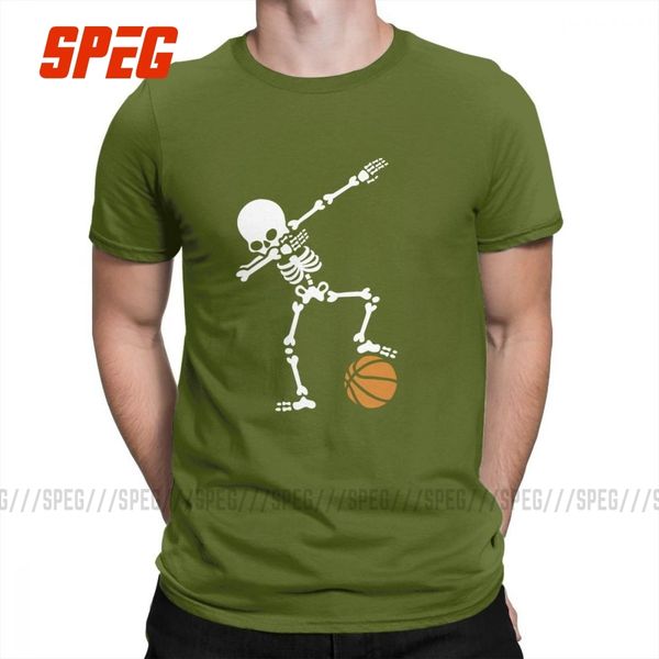 

dab прилагая скелет футболка баскетбол повседневный present o шея t-shirt short sleeve mens 100% хлопок зеленый тройники 5xl 6xl