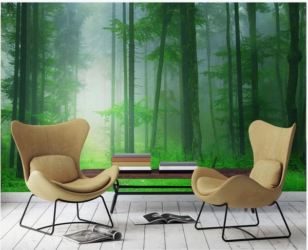 

3d wallpaper custom p mural misty and deep beautiful forest scenery background home decor living room wallpaper for walls 3 d