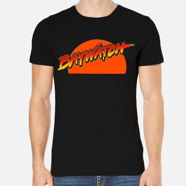 

baywatch pamela anderson david hasselhoff men t-shirt black clothing 6-a-350