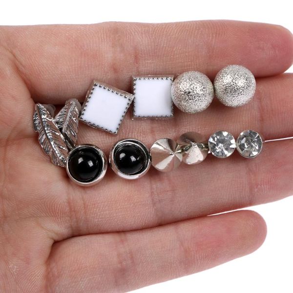 

stud 6 pairs earrings mixed styles rhinestone sun flower geometric animal alloy set for women girls jewelry, Golden;silver