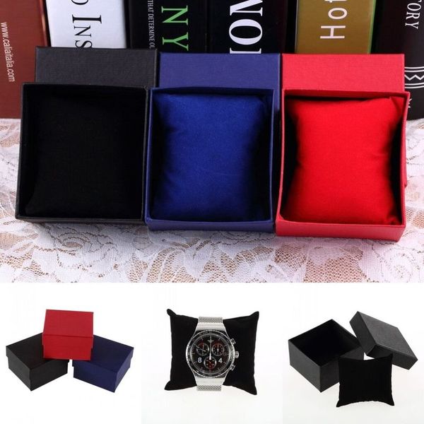 

paper cardboard watch box case storage organizer wedding engagement rings gift box jewelry display 83x78x52mm, Pink;blue