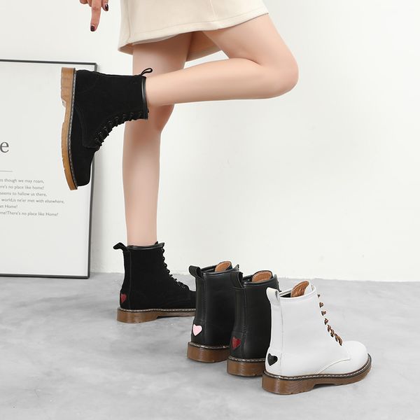 

autumn winter boots women heart british style black tooling high motorcycle