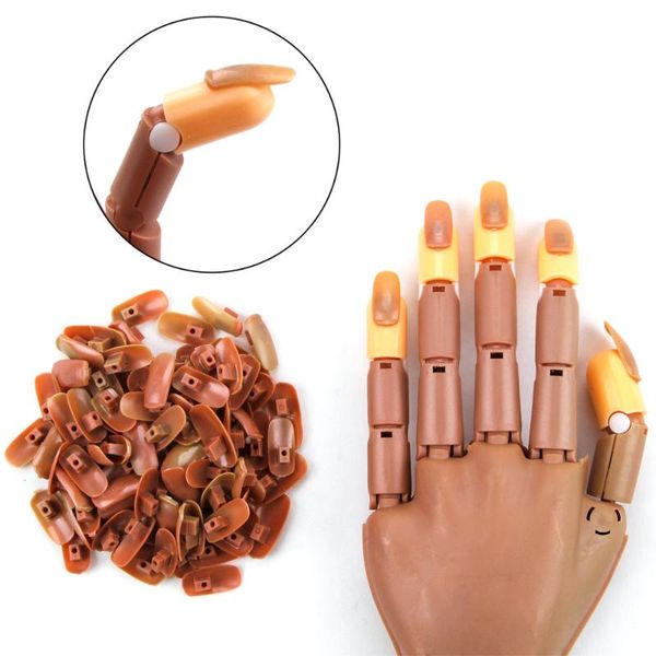 

practice hand with 100pcs acrylic nail tips adjustable manicure training hand flexible holder nail supplies for professionals, Silver