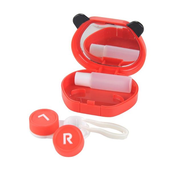 

мода смазливой kawaii унисекс мультфильм panda travel питьевого mini eye lens case box для очков аксессуаров, Silver
