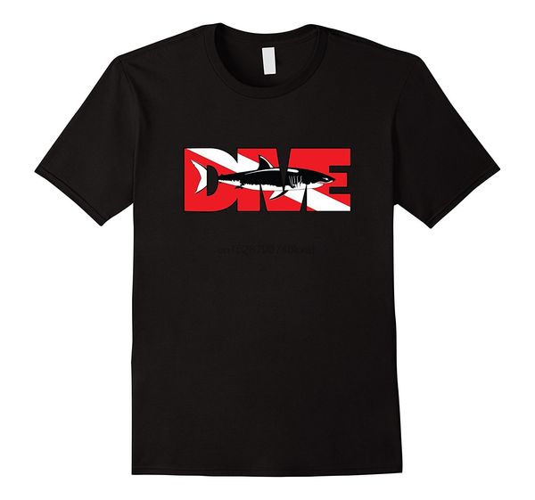 

certified fisher scuba dive great white shark t shirt comical t shirt men cool slim fit letter printed tee plus size