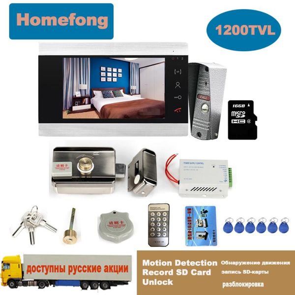 

video door phones homefong color phone system doorbell with camera and electronic lock unlock button talk waterproof sd card