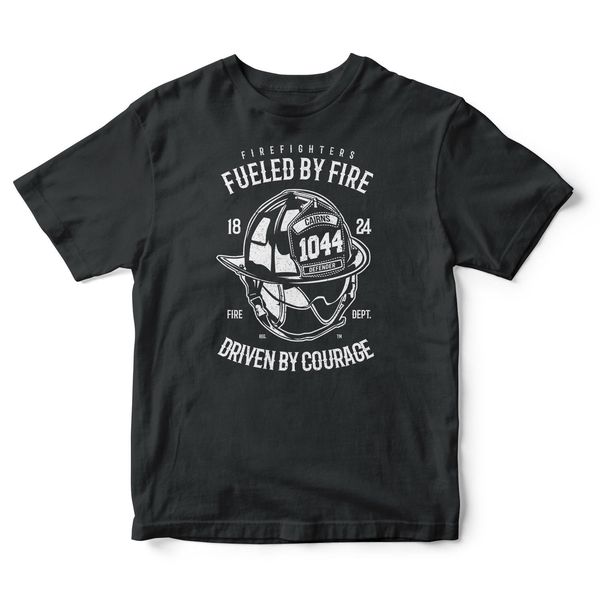 

fueled by fire t shirt emergency fire fighter rescue emt responder printed men t-shirt clothes tee movie shirt