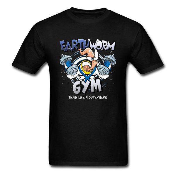 

earthworm tshirt train like a superhero t shirt mens funny clothing cartoon workout shirts cotton tees for man