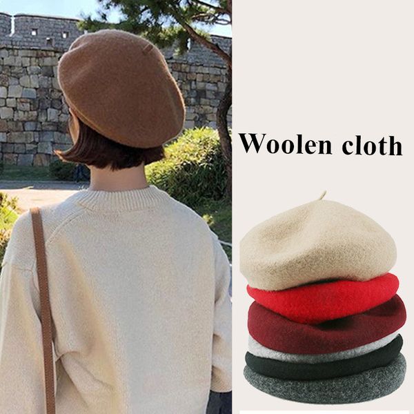 

новые моды шерстяные береты шапки для женщин осень зима шерсти hat elegant lady художественный британский стиль ретро bonnet cap комфортное, Blue;gray