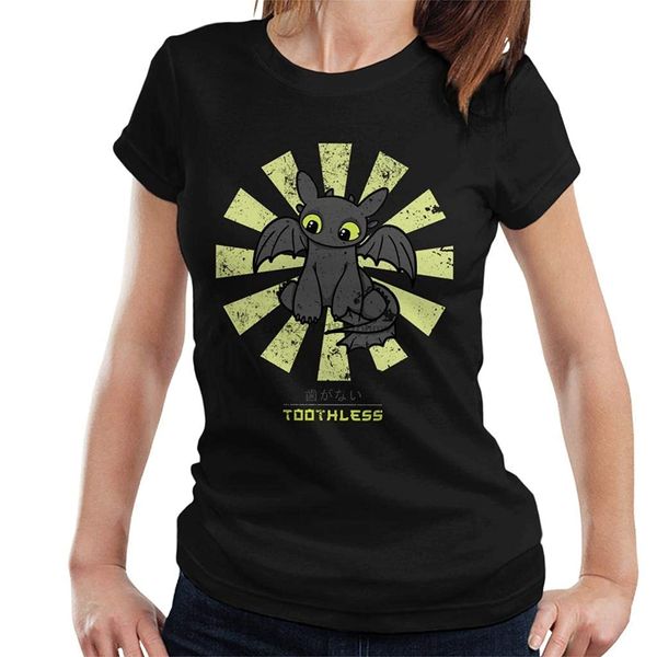 

toothless retro japanese how to train your dragon women's t-shirt(3