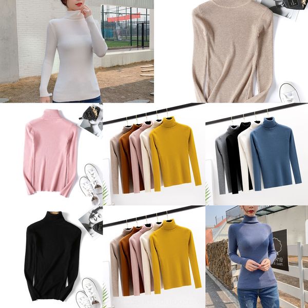 

turtleneck knitted bottoming shirt women's long sleeve bottoming sweater women's slim avocado green autumn pullover pulloverpullov, White;black