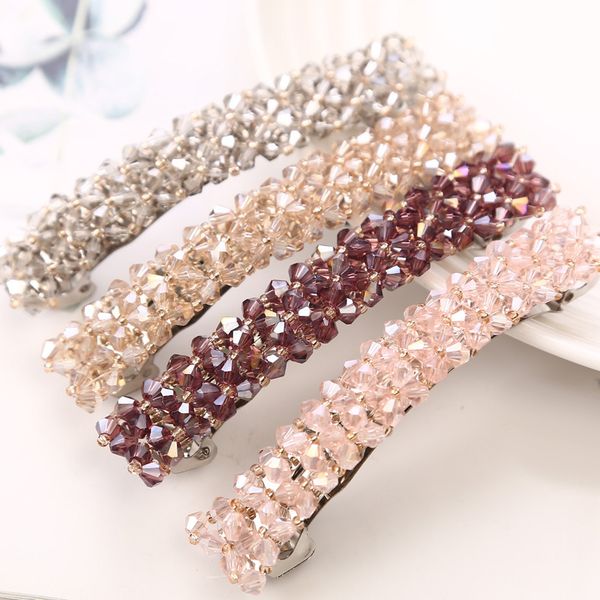 

клипы shuangr элегантный сияющий кристалл barrettes для женщин орнамент волос сладкие волос шпильки аксессуары головной убор, Golden;silver