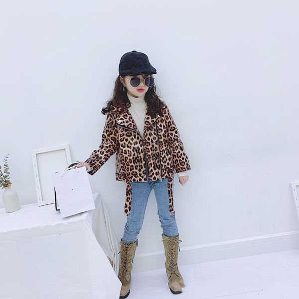 

fashion kids leopard jacket outwear boys girls pu leather long sleeve zipper jacket lady style kids clothes a4210, Blue;gray