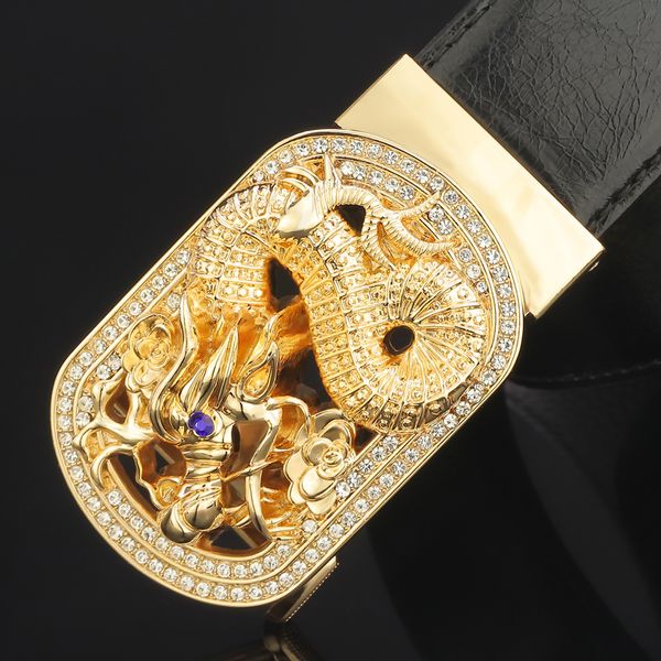 

высокое качество пояса мужчины автоматическая пряжка золотой черный натуральная кожа ceinture ьотте случайный классический waistband для муж, Black;brown