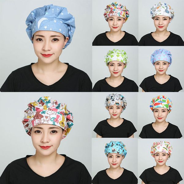 

beauty salon print work hats elastic cotton pet grooming caps health services cap work hat accessories new, Blue;gray