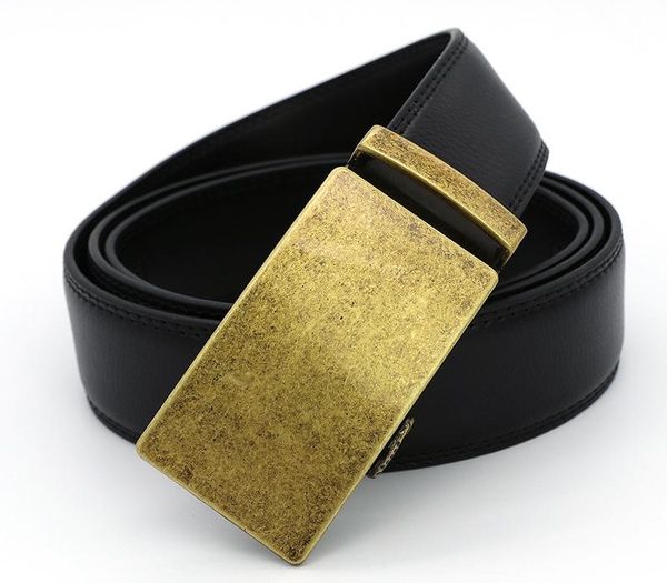 

2020 men's belt leather automatic buckle belt double-sided cowhide business men's, Black;brown